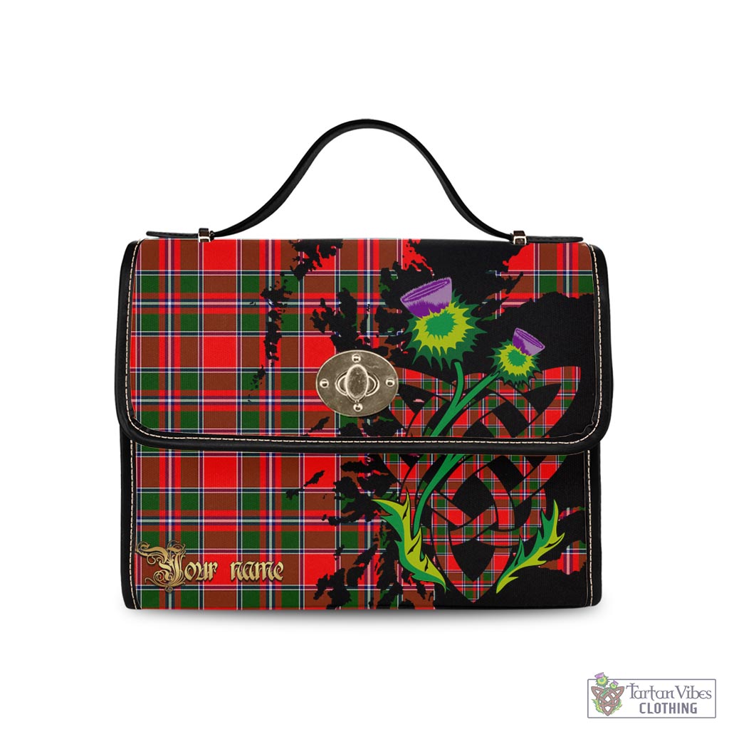 Tartan Vibes Clothing Spens Modern Tartan Waterproof Canvas Bag with Scotland Map and Thistle Celtic Accents