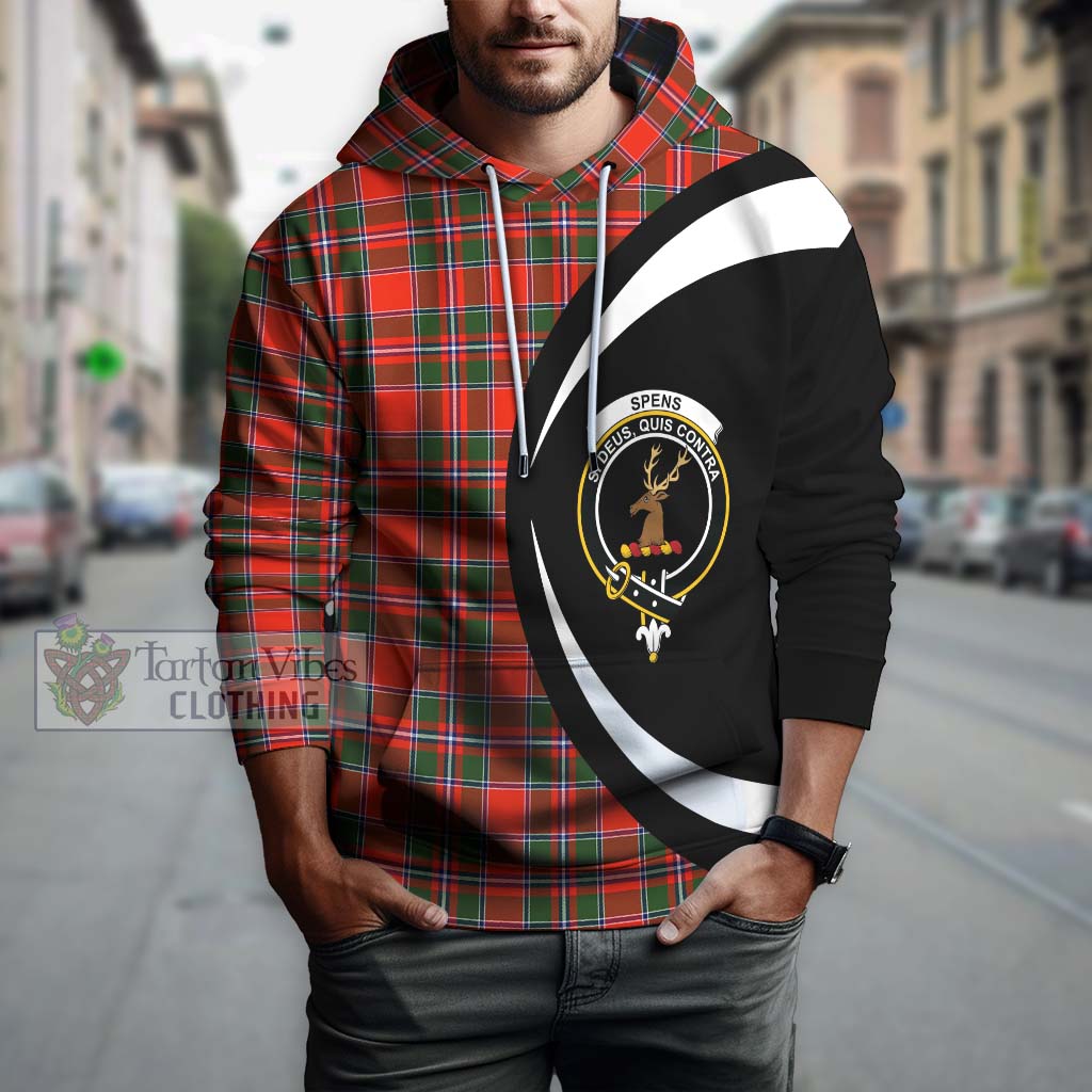 Spens Modern Tartan Hoodie with Family Crest Circle Style Zip Hoodie - Tartan Vibes Clothing