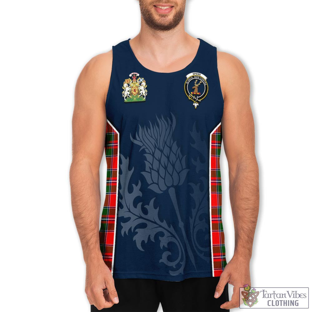 Tartan Vibes Clothing Spens Modern Tartan Men's Tanks Top with Family Crest and Scottish Thistle Vibes Sport Style
