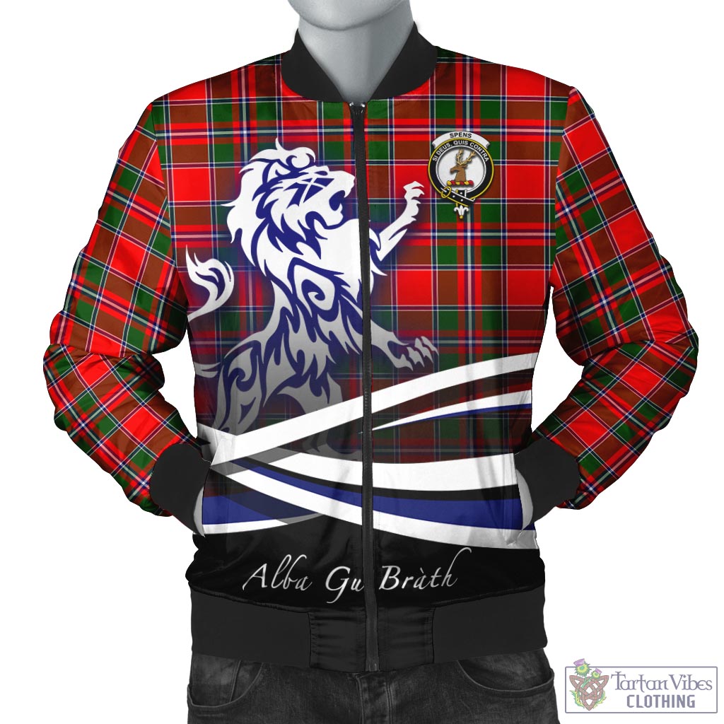 Tartan Vibes Clothing Spens Modern Tartan Bomber Jacket with Alba Gu Brath Regal Lion Emblem