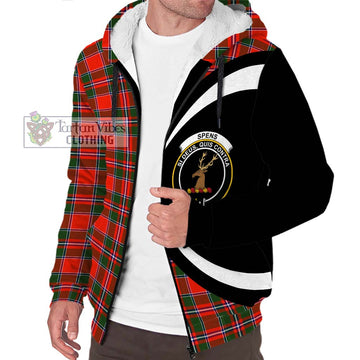 Spens Modern Tartan Sherpa Hoodie with Family Crest Circle Style