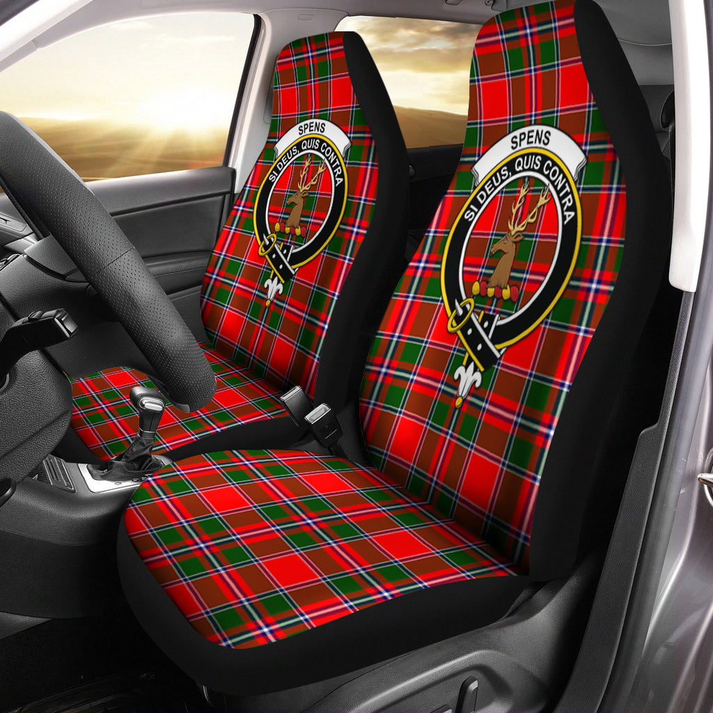 Spens Modern Tartan Car Seat Cover with Family Crest One Size - Tartanvibesclothing