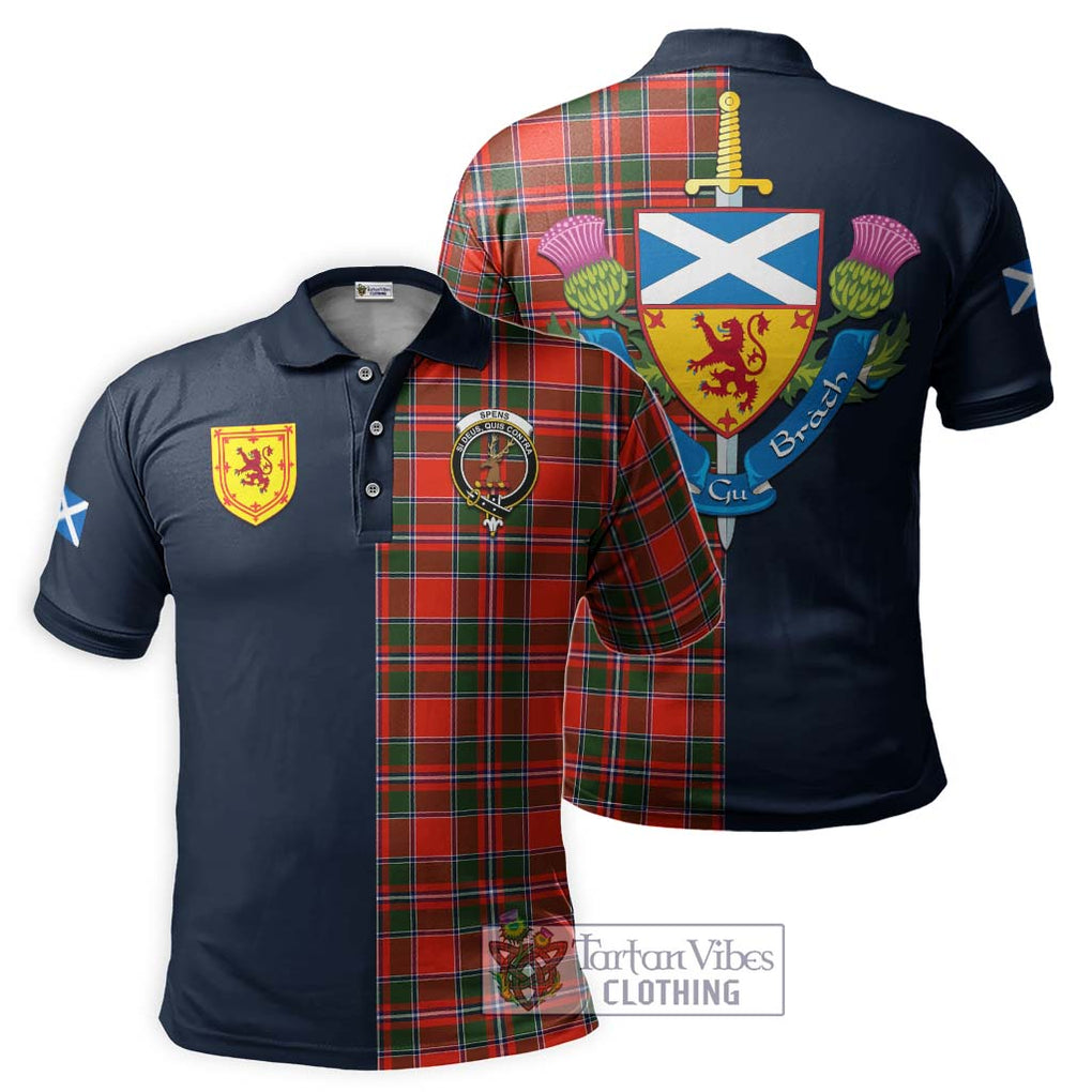 Tartan Vibes Clothing Spens Modern Tartan Polo Shirt with Scottish Lion Royal Arm Half Style