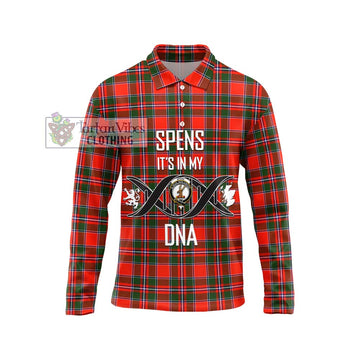 Spens Modern Tartan Long Sleeve Polo Shirt with Family Crest DNA In Me Style