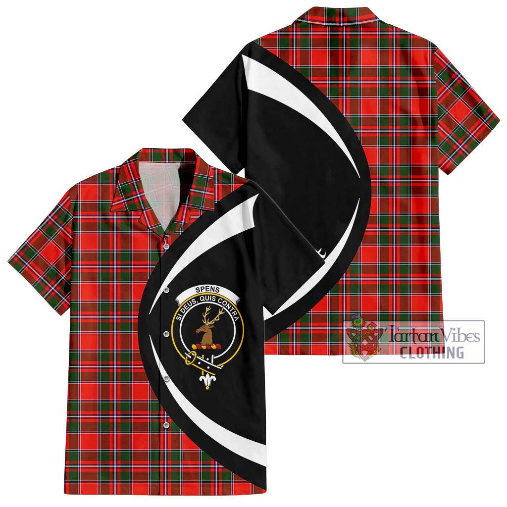 Spens Modern Tartan Short Sleeve Button Up with Family Crest Circle Style Kid - Tartan Vibes Clothing