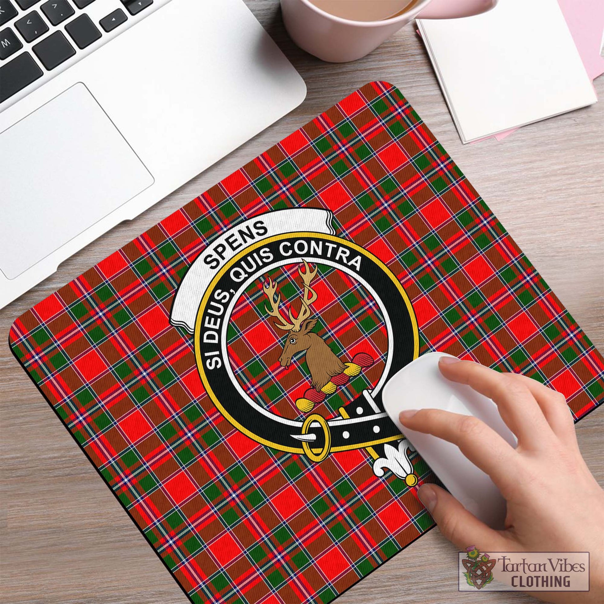 Tartan Vibes Clothing Spens Modern Tartan Mouse Pad with Family Crest