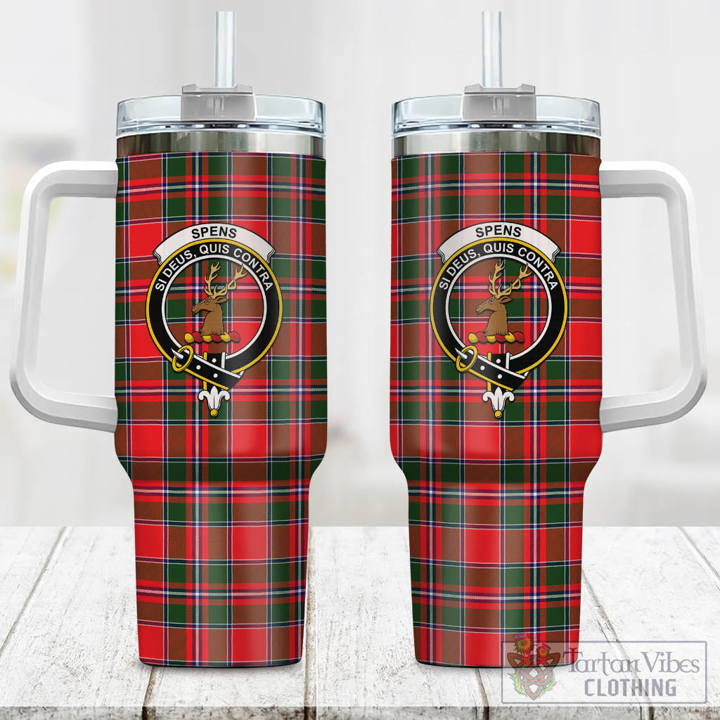 Tartan Vibes Clothing Spens Modern Tartan and Family Crest Tumbler with Handle