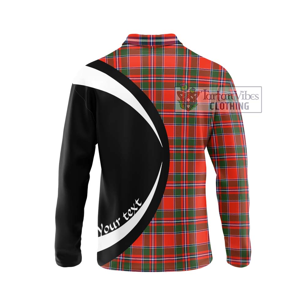 Spens Modern Tartan Long Sleeve Polo Shirt with Family Crest Circle Style - Tartan Vibes Clothing