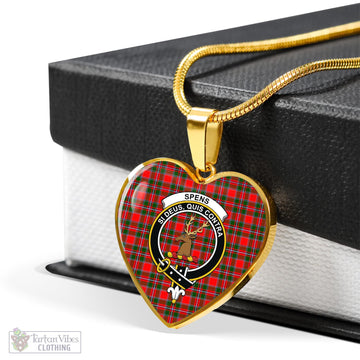 Spens Modern Tartan Heart Necklace with Family Crest