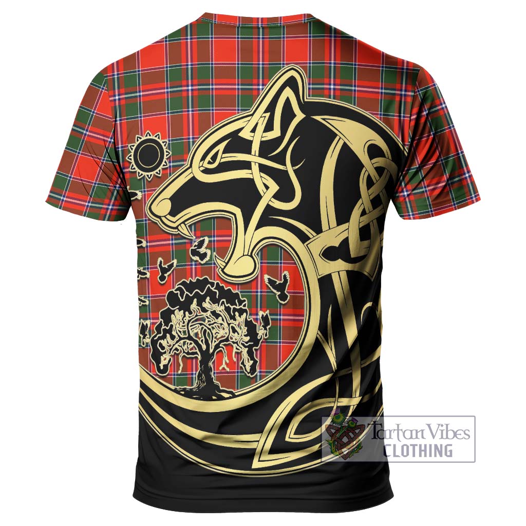 Tartan Vibes Clothing Spens Modern Tartan T-Shirt with Family Crest Celtic Wolf Style