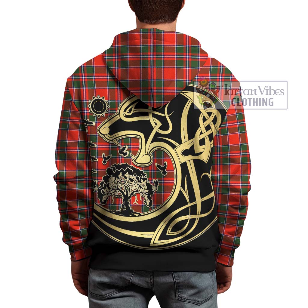 Tartan Vibes Clothing Spens Modern Tartan Hoodie with Family Crest Celtic Wolf Style