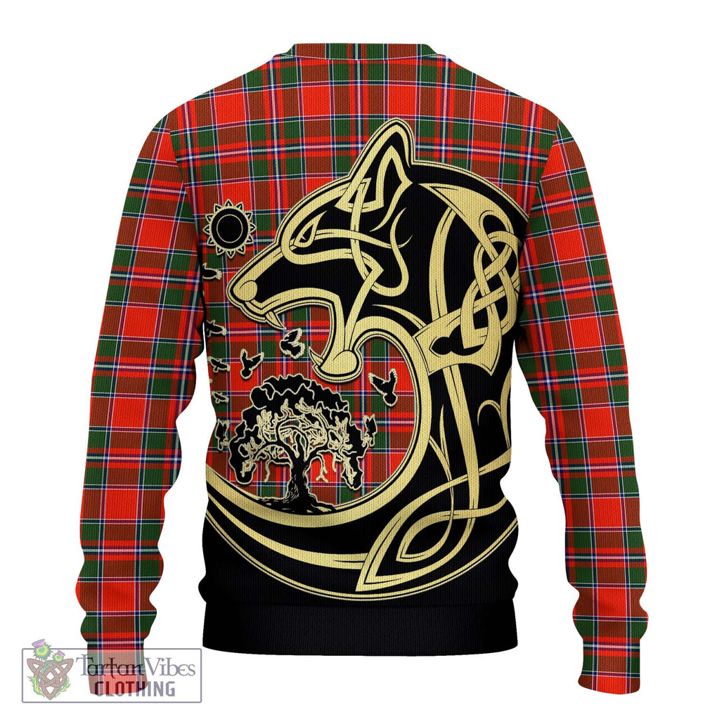 Spens Modern Tartan Knitted Sweater with Family Crest Celtic Wolf Style - Tartan Vibes Clothing