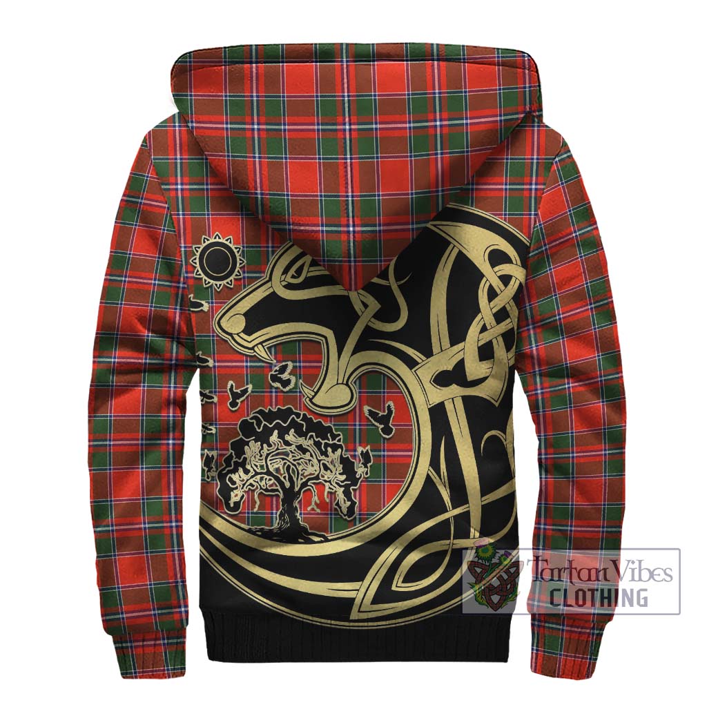 Tartan Vibes Clothing Spens Modern Tartan Sherpa Hoodie with Family Crest Celtic Wolf Style
