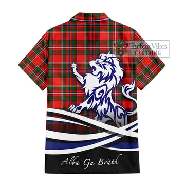 Spens Modern Tartan Short Sleeve Button Shirt with Alba Gu Brath Regal Lion Emblem