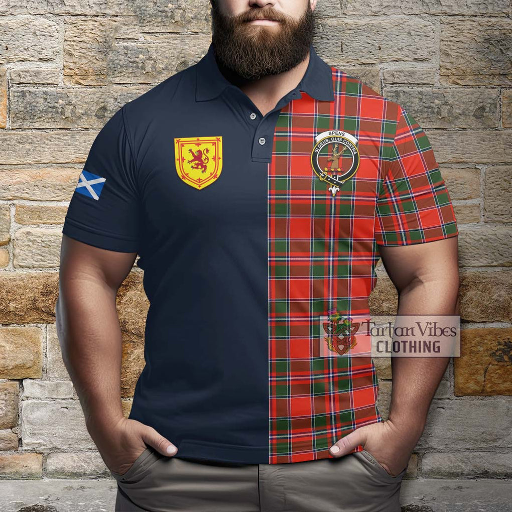 Tartan Vibes Clothing Spens Modern Tartan Polo Shirt with Scottish Lion Royal Arm Half Style