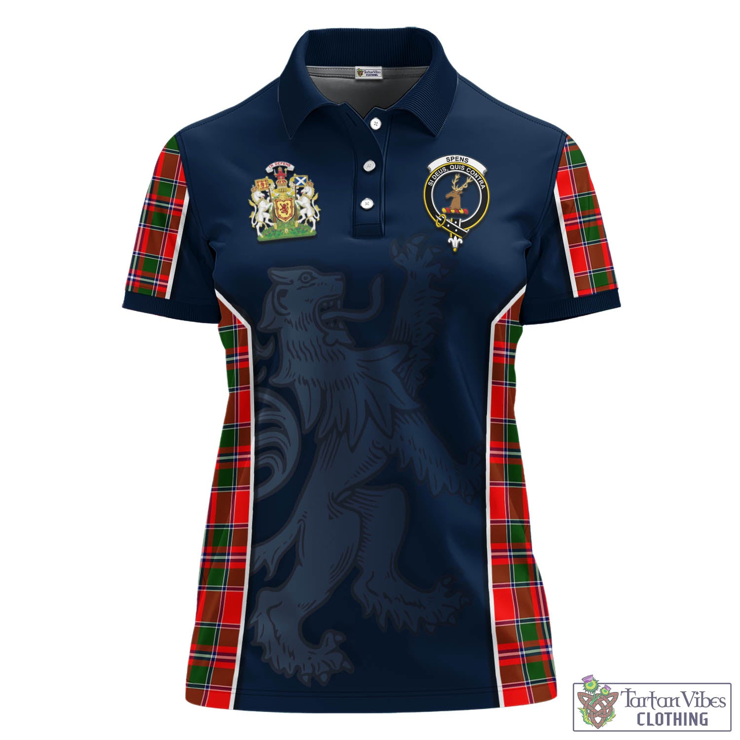 Tartan Vibes Clothing Spens Modern Tartan Women's Polo Shirt with Family Crest and Lion Rampant Vibes Sport Style