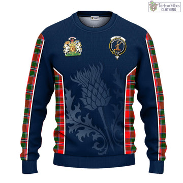 Spens Modern Tartan Knitted Sweatshirt with Family Crest and Scottish Thistle Vibes Sport Style
