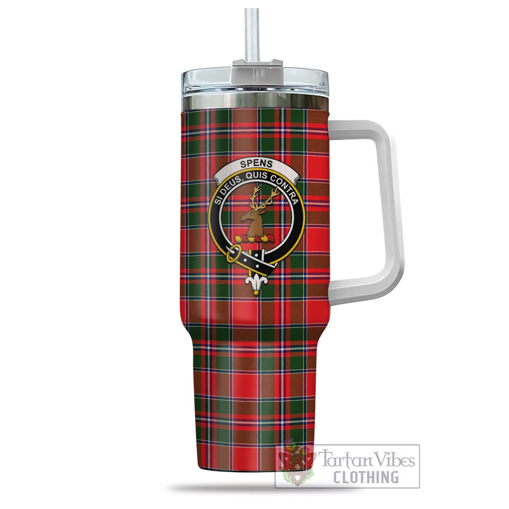 Tartan Vibes Clothing Spens Modern Tartan and Family Crest Tumbler with Handle