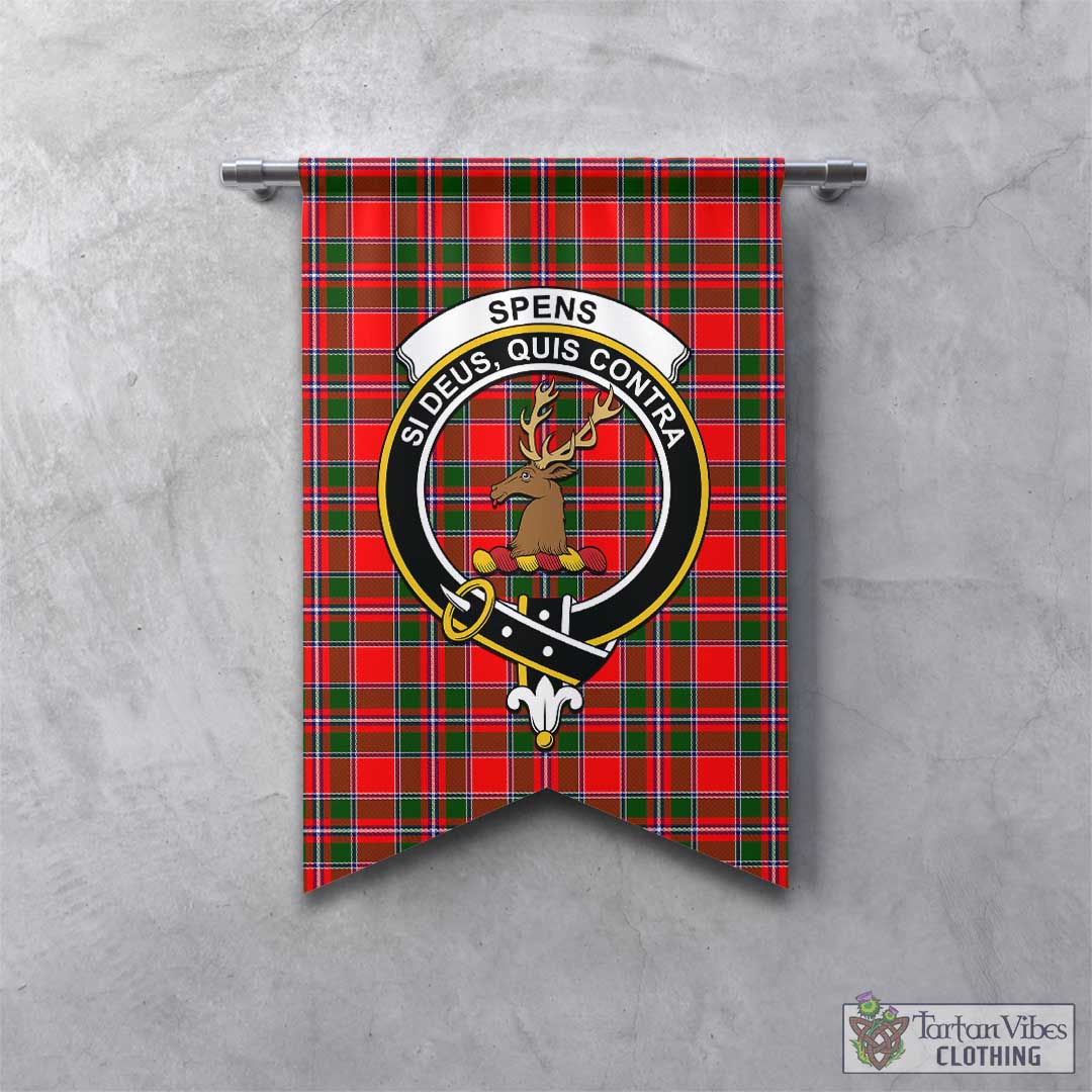 Tartan Vibes Clothing Spens Modern Tartan Gonfalon, Tartan Banner with Family Crest