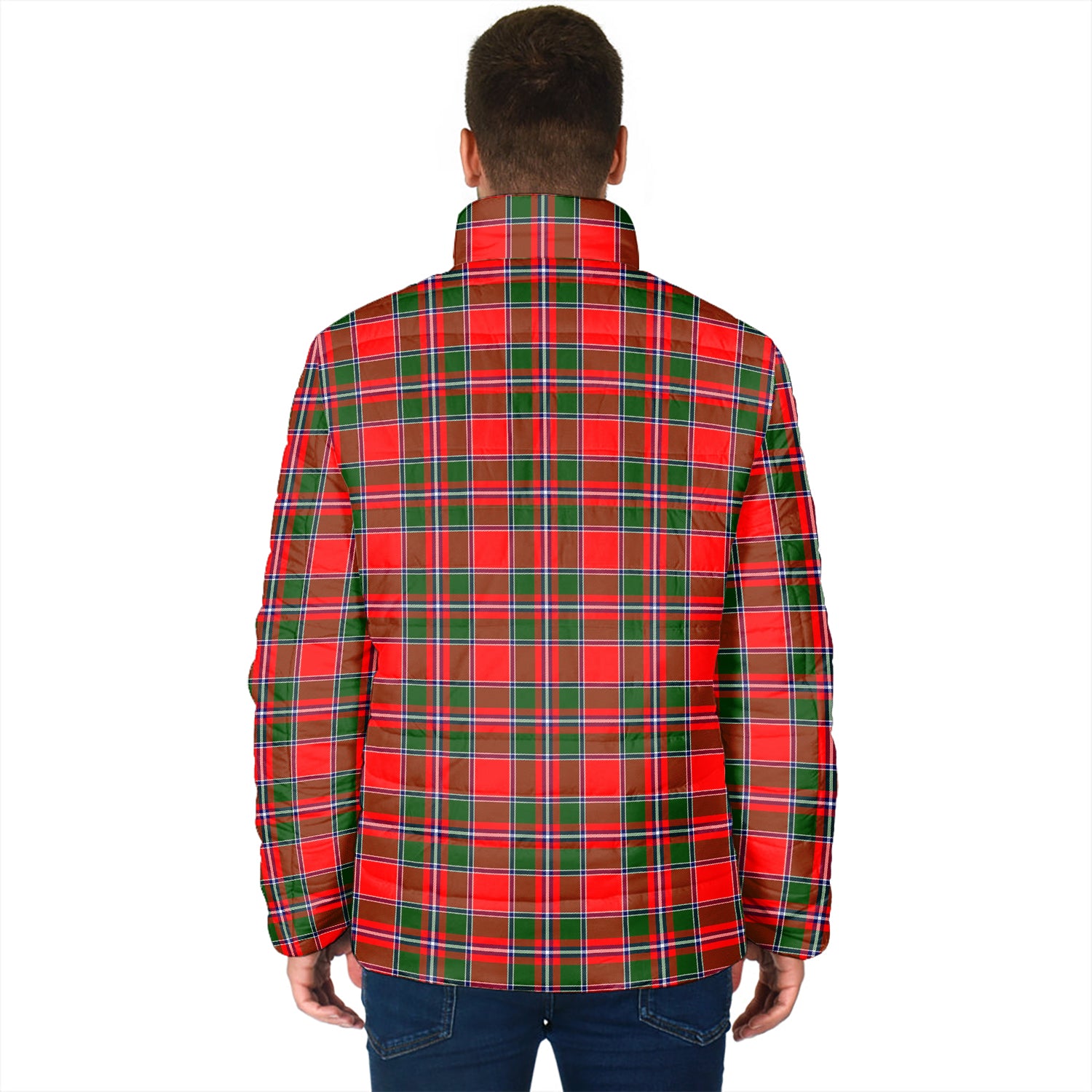 Spens Modern Tartan Padded Jacket with Family Crest - Tartan Vibes Clothing