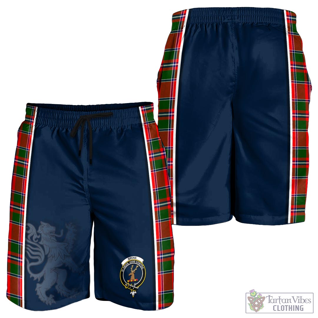 Tartan Vibes Clothing Spens Modern Tartan Men's Shorts with Family Crest and Lion Rampant Vibes Sport Style