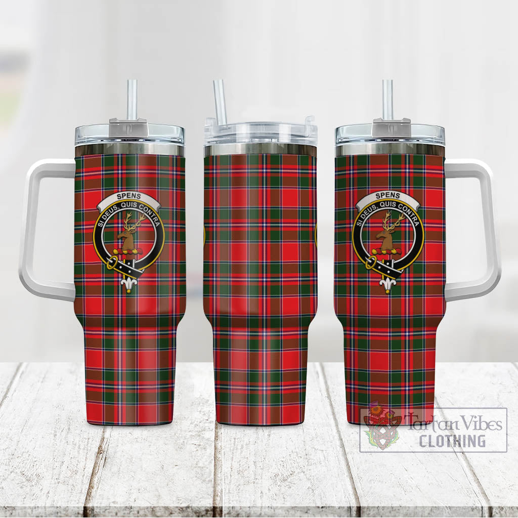 Tartan Vibes Clothing Spens Modern Tartan and Family Crest Tumbler with Handle