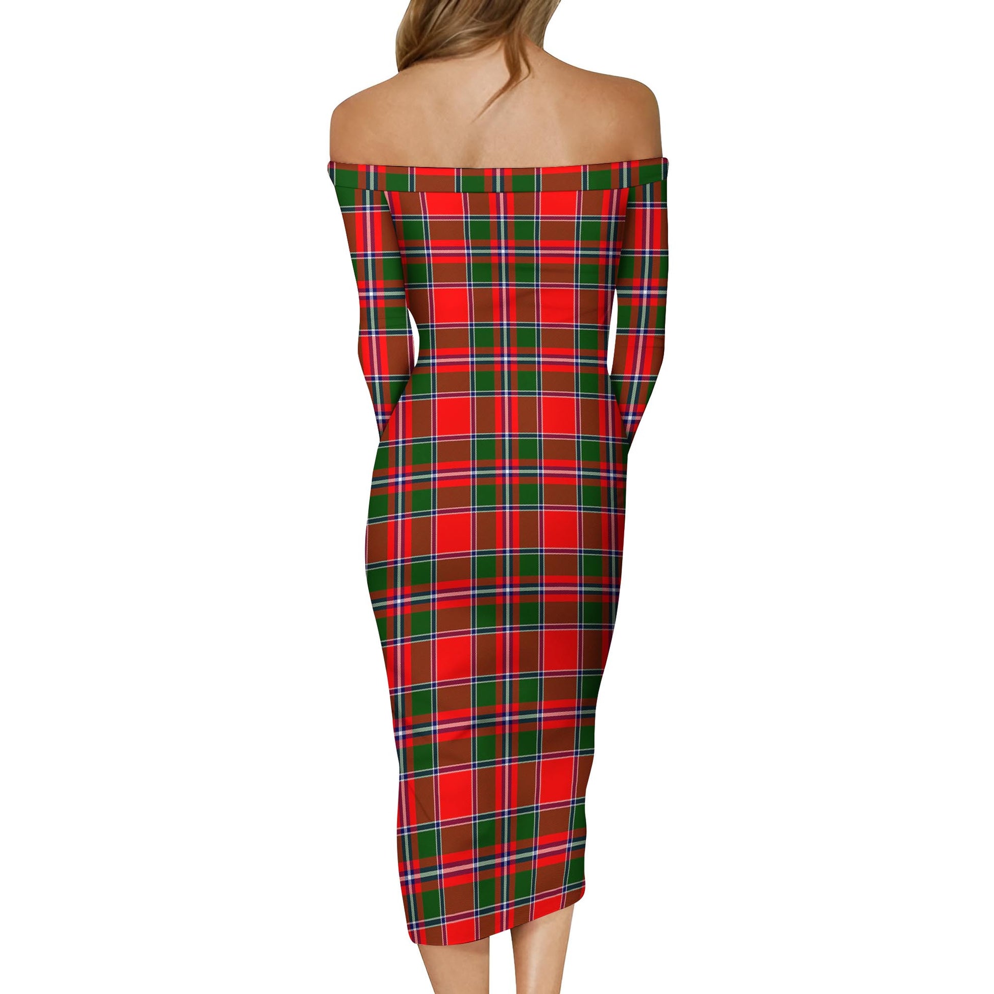 Spens Modern Tartan Off Shoulder Lady Dress - Tartanvibesclothing