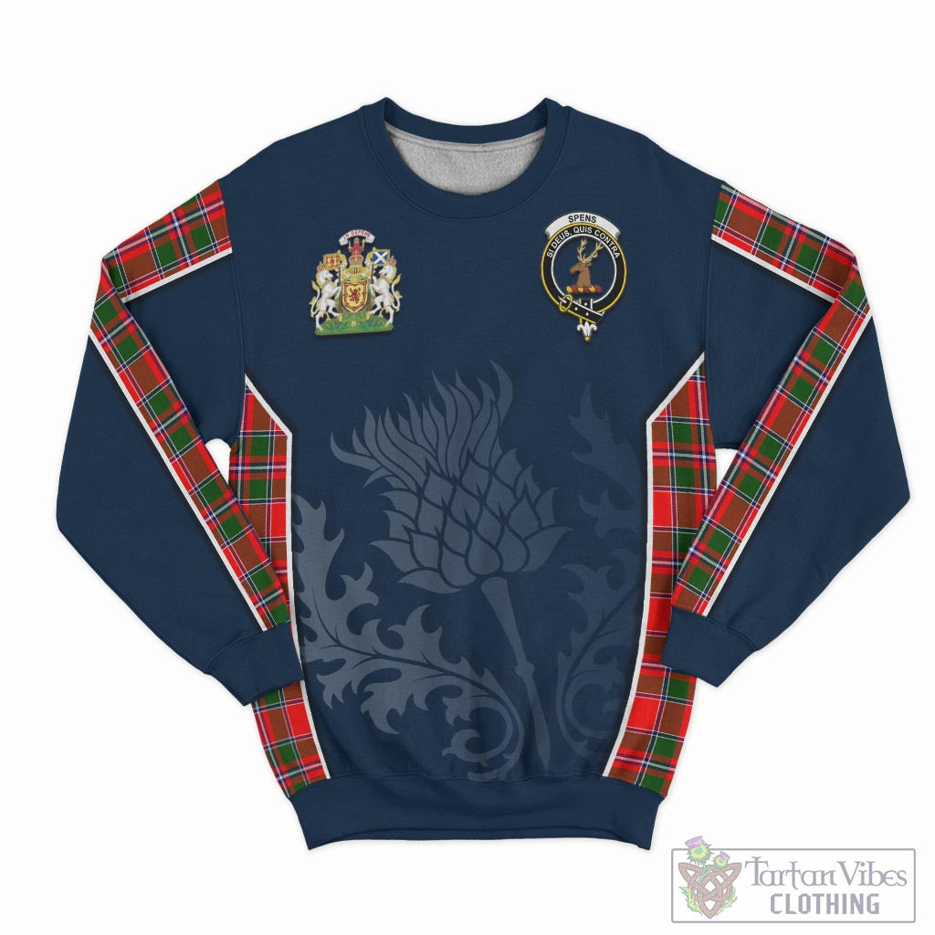 Tartan Vibes Clothing Spens Modern Tartan Sweatshirt with Family Crest and Scottish Thistle Vibes Sport Style