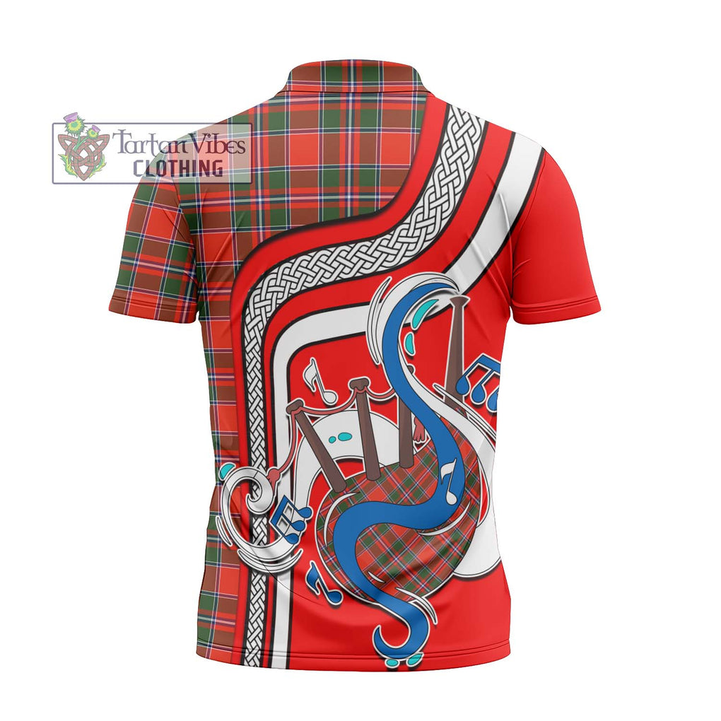 Spens Modern Tartan Zipper Polo Shirt with Epic Bagpipe Style - Tartanvibesclothing Shop