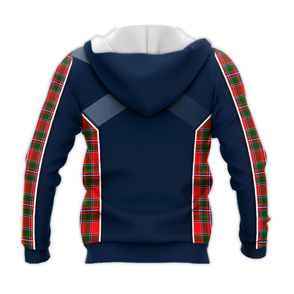 Tartan Vibes Clothing Spens Modern Tartan Knitted Hoodie with Family Crest and Scottish Thistle Vibes Sport Style