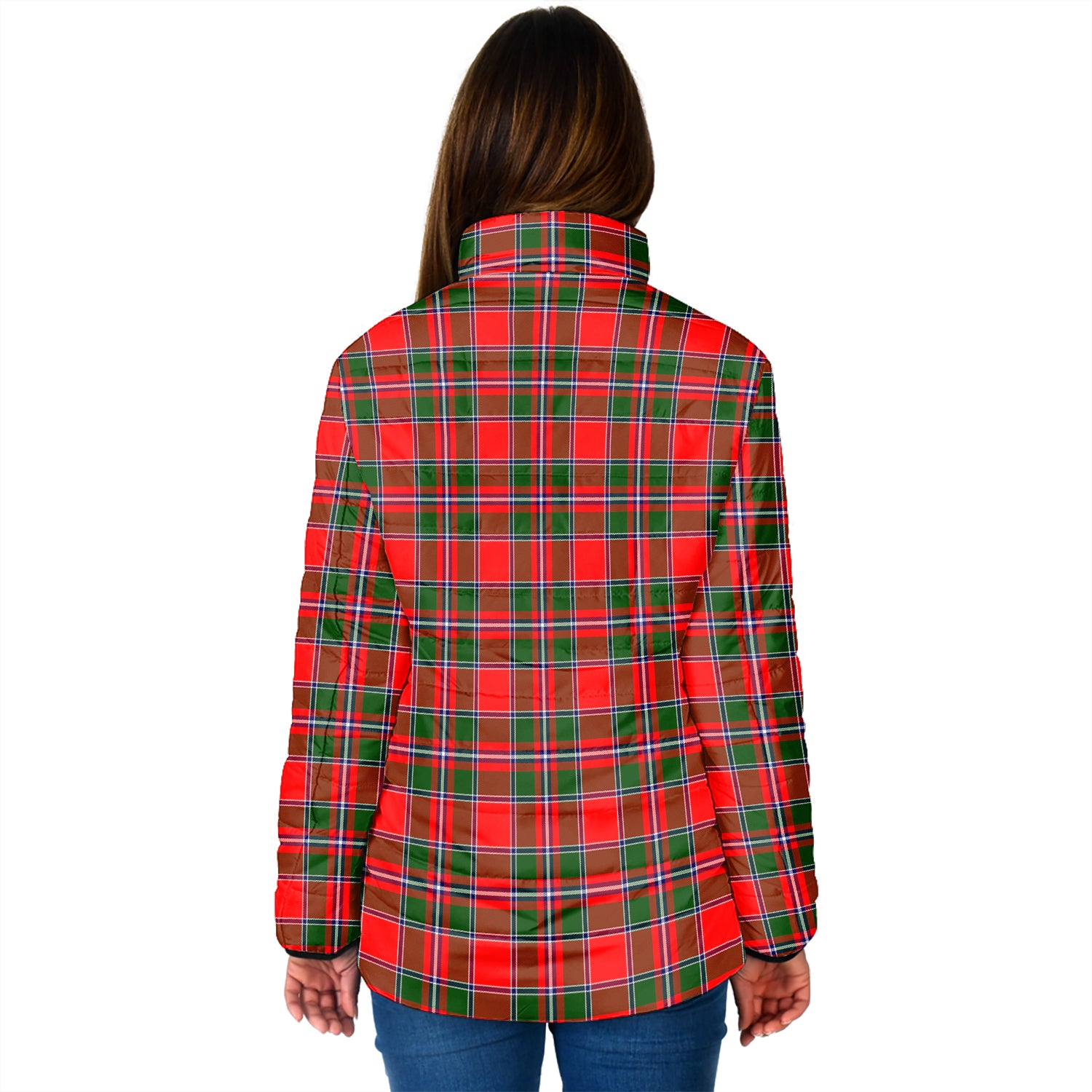 Spens Modern Tartan Padded Jacket with Family Crest - Tartan Vibes Clothing