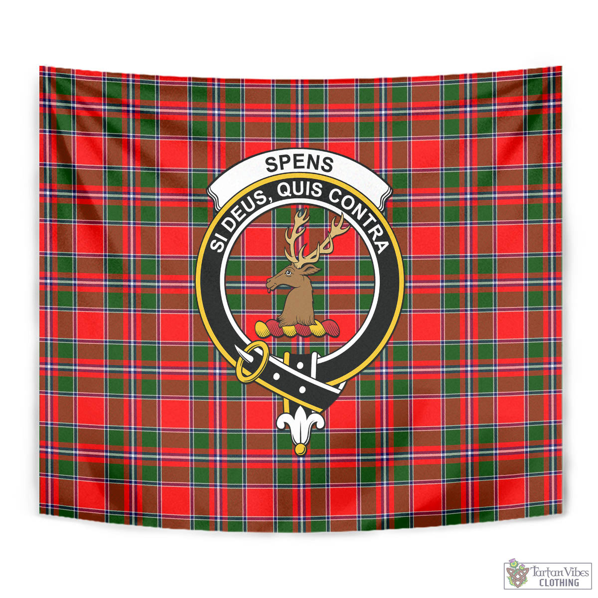 Tartan Vibes Clothing Spens Modern Tartan Tapestry Wall Hanging and Home Decor for Room with Family Crest