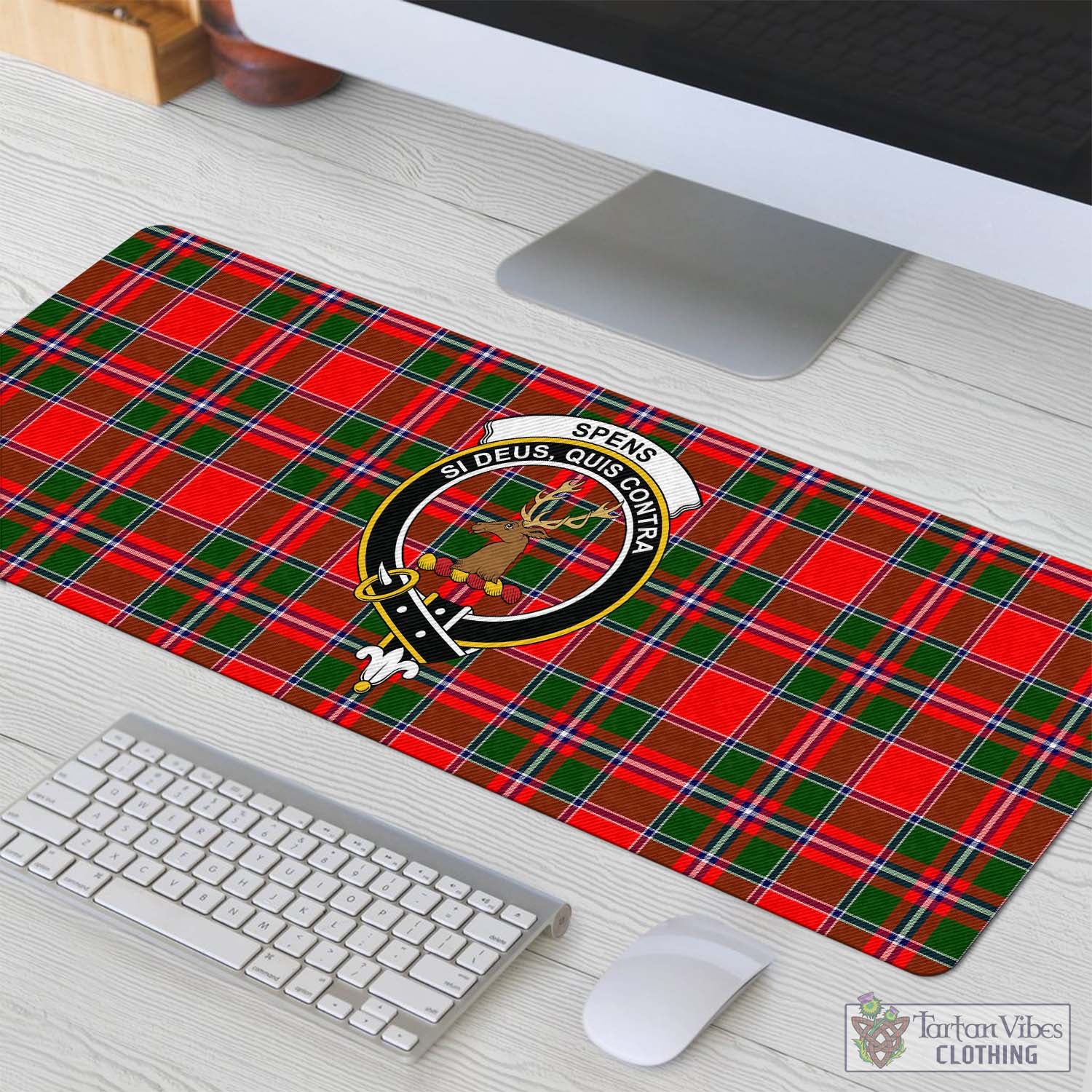 Tartan Vibes Clothing Spens Modern Tartan Mouse Pad with Family Crest