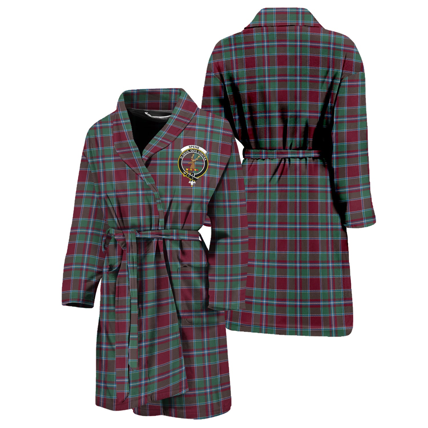 Spence (Spens) Tartan Bathrobe with Family Crest Unisex S - Tartan Vibes Clothing