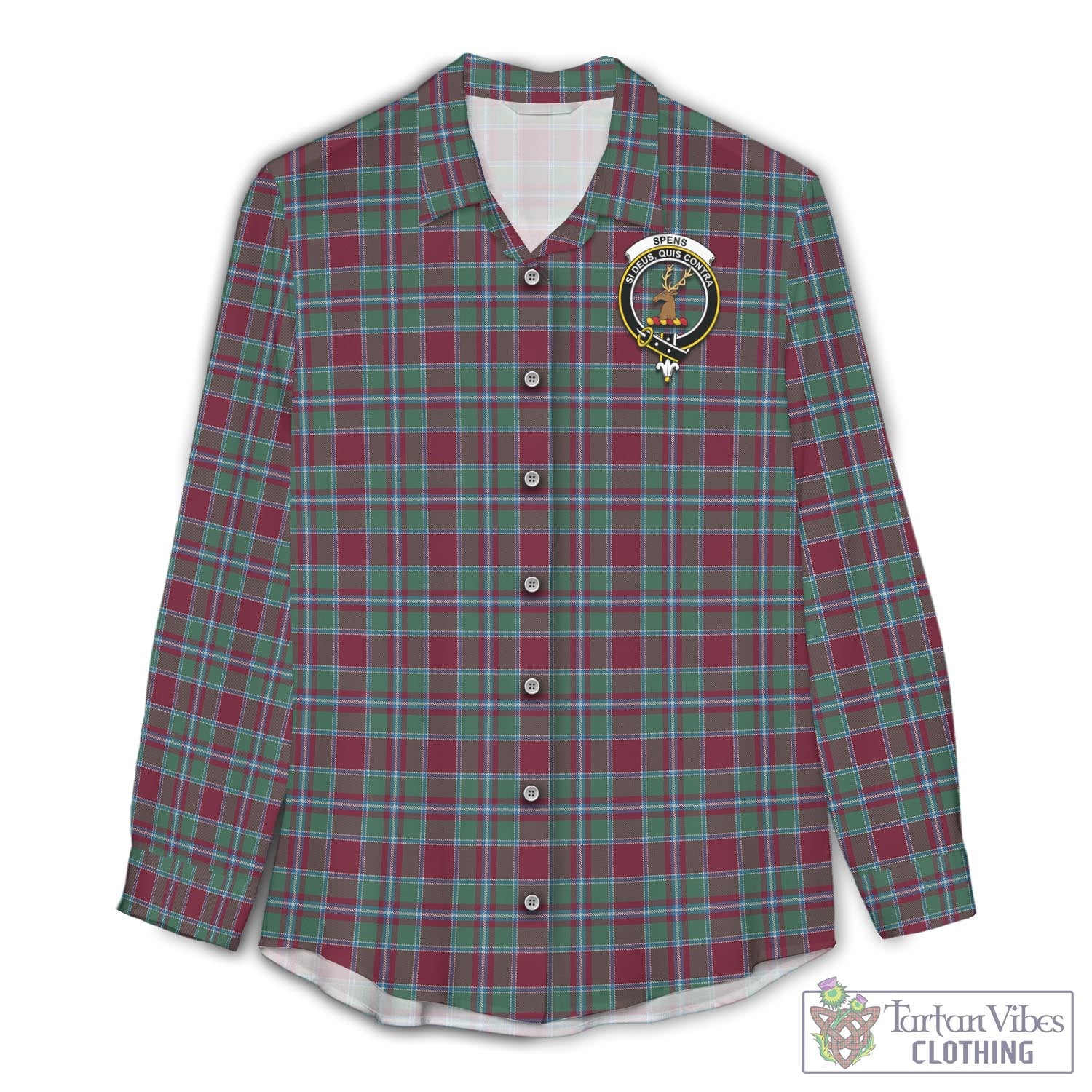 Tartan Vibes Clothing Spens (Spence) Tartan Womens Casual Shirt with Family Crest