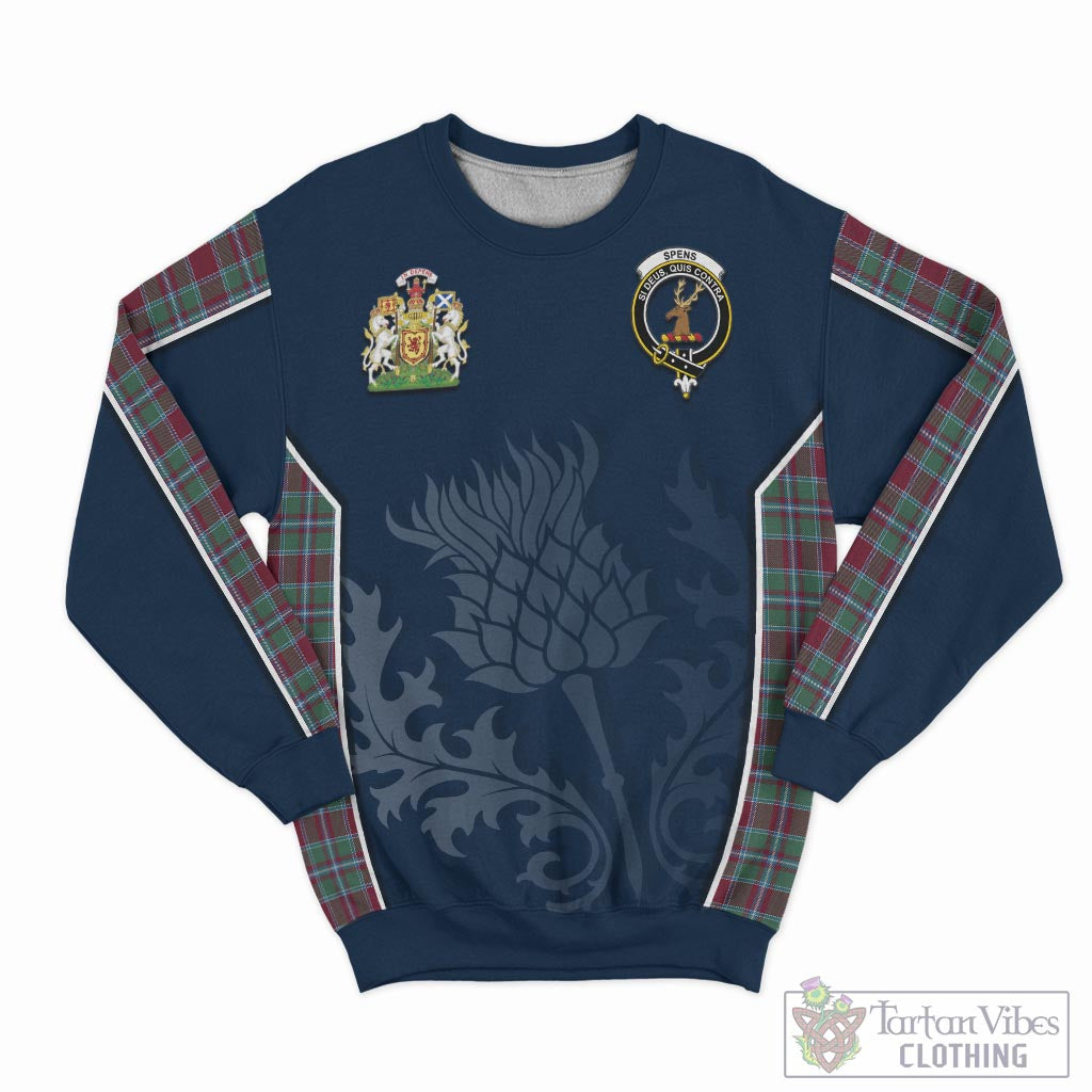 Tartan Vibes Clothing Spens (Spence) Tartan Sweatshirt with Family Crest and Scottish Thistle Vibes Sport Style