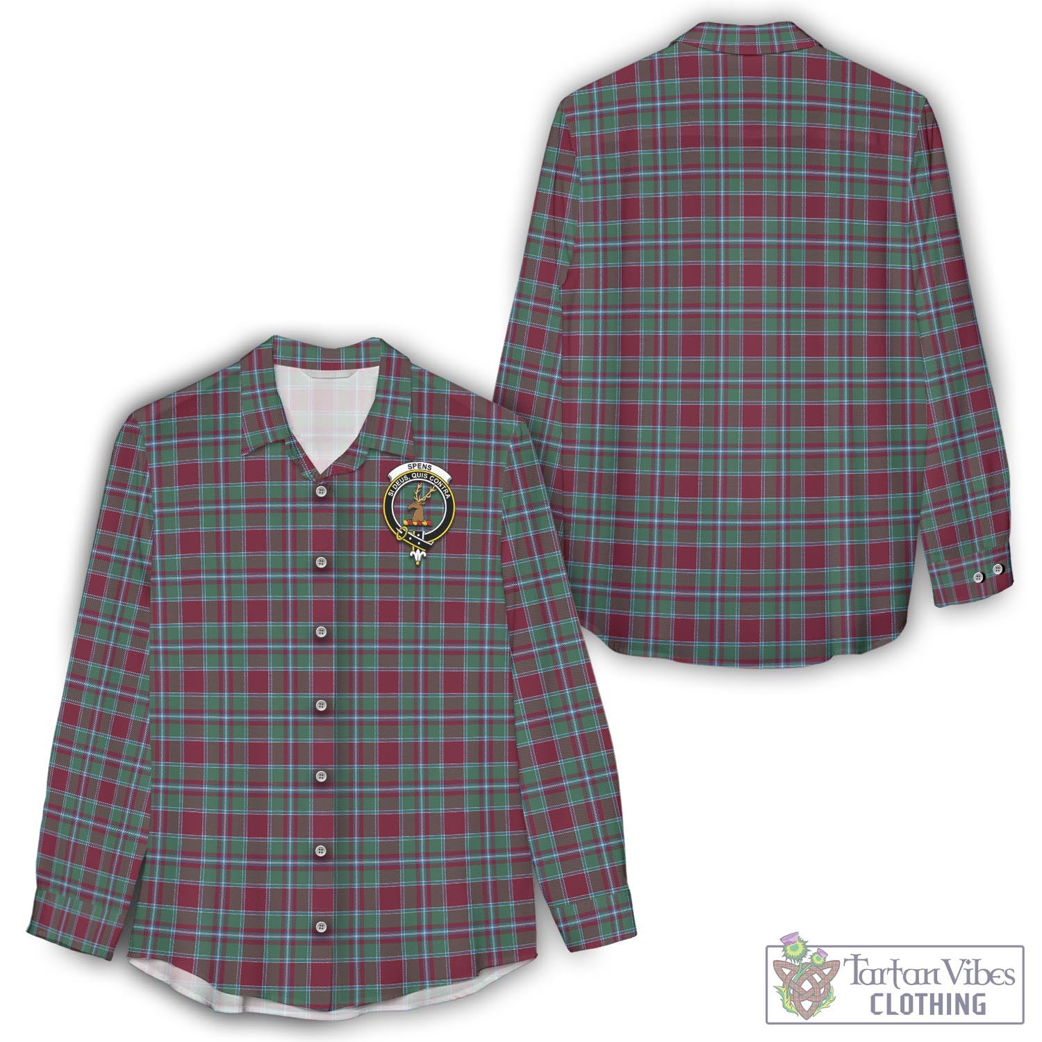 Tartan Vibes Clothing Spens (Spence) Tartan Womens Casual Shirt with Family Crest