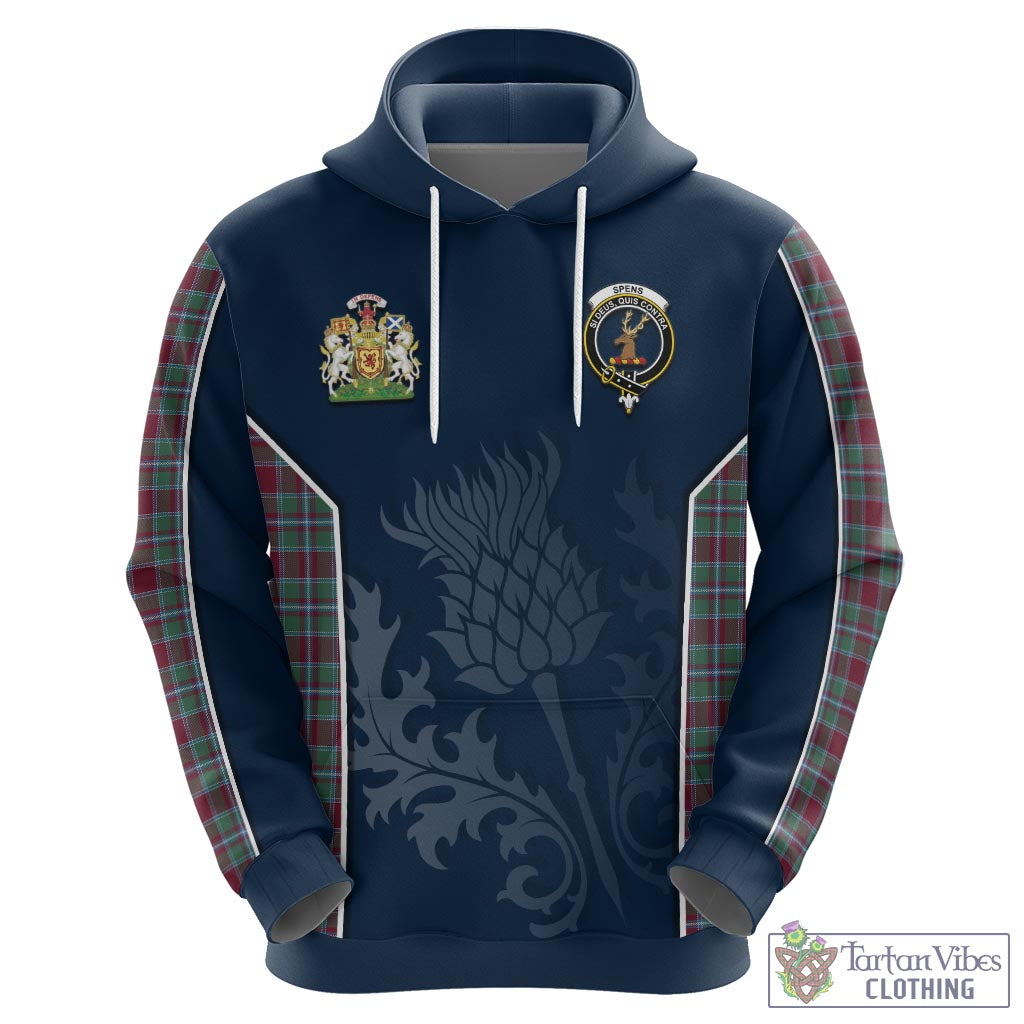 Tartan Vibes Clothing Spens (Spence) Tartan Hoodie with Family Crest and Scottish Thistle Vibes Sport Style