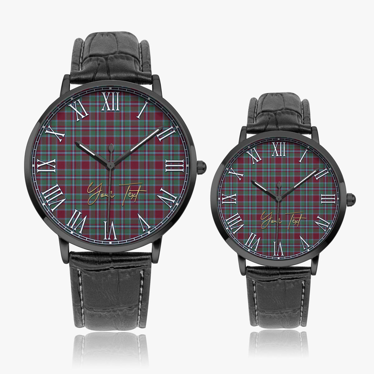 Spence (Spens) Tartan Personalized Your Text Leather Trap Quartz Watch - Tartan Vibes Clothing
