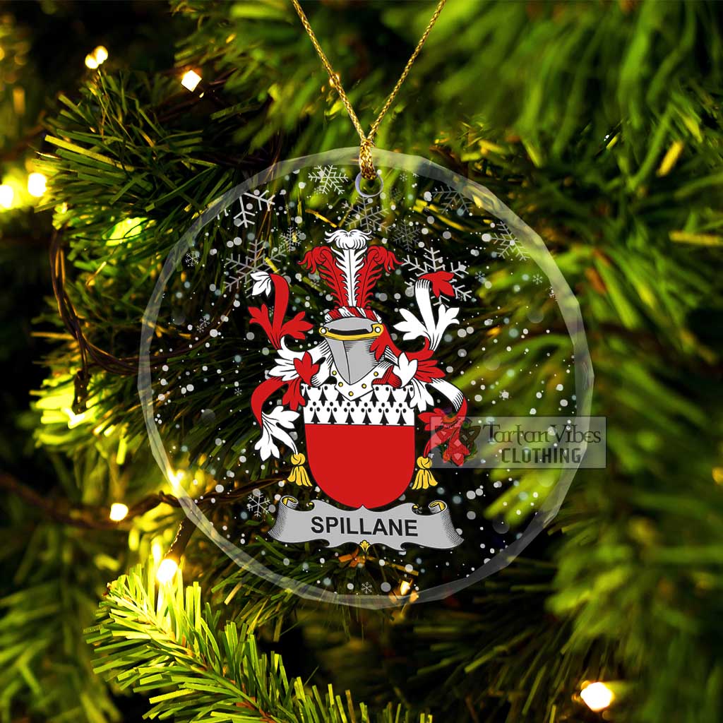 Tartan Vibes Clothing Spillane Irish Clan Christmas Glass Ornament with Coat of Arms