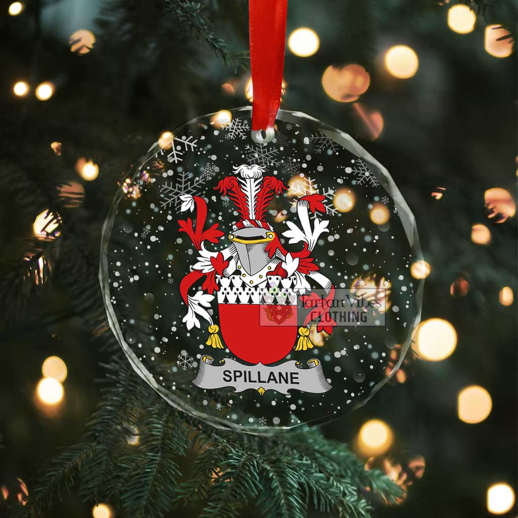 Tartan Vibes Clothing Spillane Irish Clan Christmas Glass Ornament with Coat of Arms