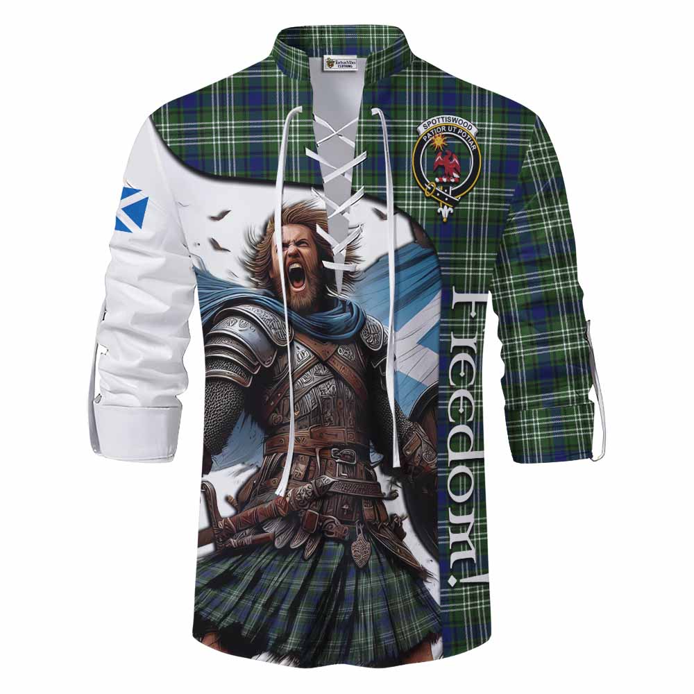 Tartan Vibes Clothing Spottiswood Crest Tartan Ghillie Kilt Shirt Inspired by the Freedom of Scottish Warrior