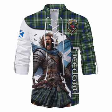 Spottiswood Crest Tartan Ghillie Kilt Shirt Inspired by the Freedom of Scottish Warrior