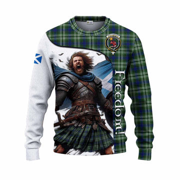 Spottiswood Crest Tartan Knitted Sweater Inspired by the Freedom of Scottish Warrior