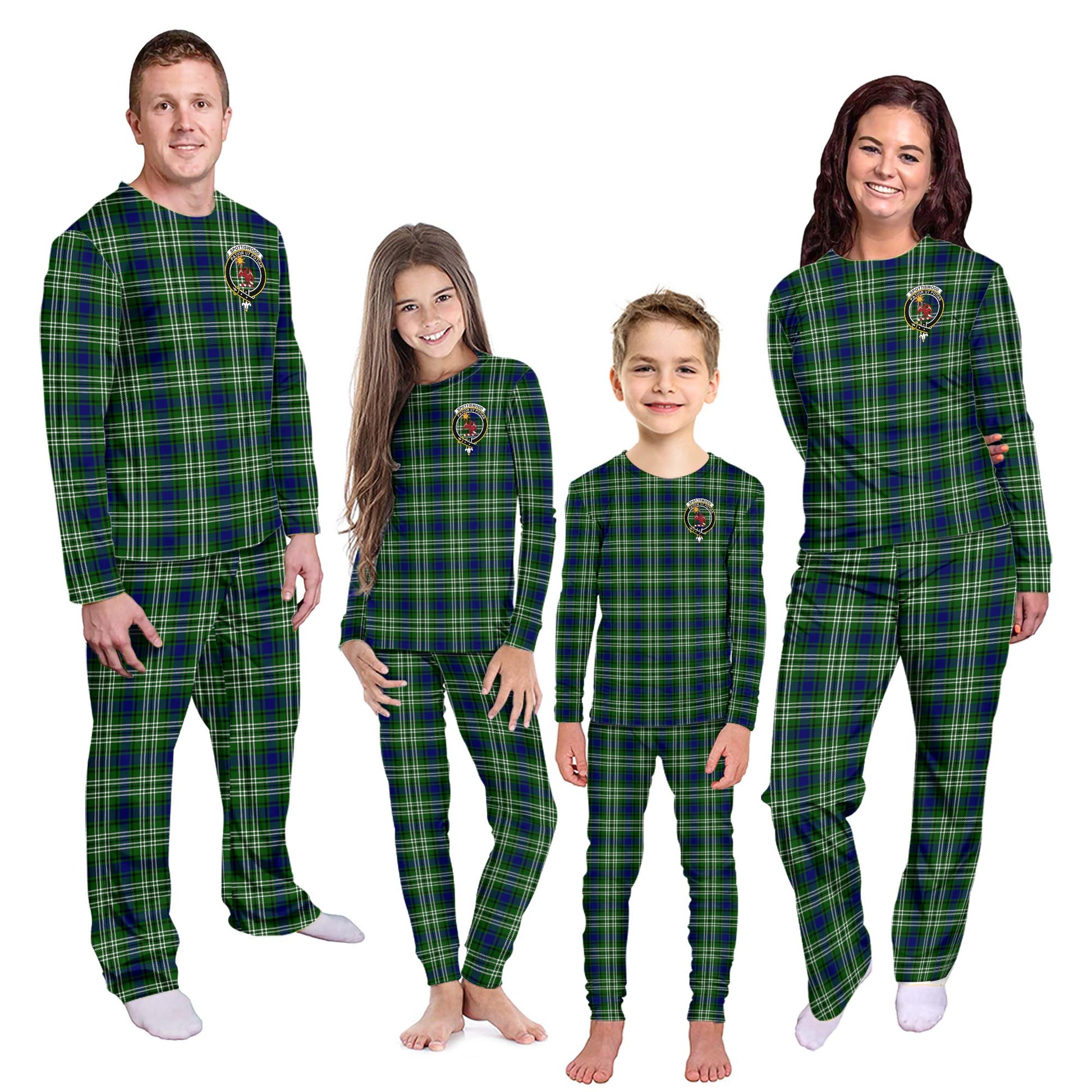 Spottiswood Tartan Pajamas Family Set with Family Crest - Tartanvibesclothing