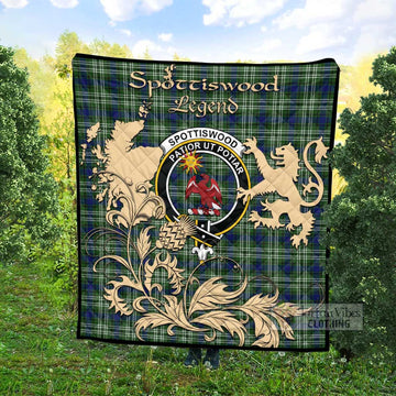 Spottiswood Tartan Quilt with Family Crest and Scottish Symbol Style