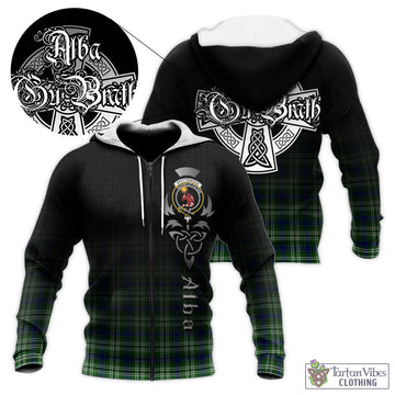 Spottiswood Tartan Knitted Hoodie Featuring Alba Gu Brath Family Crest Celtic Inspired