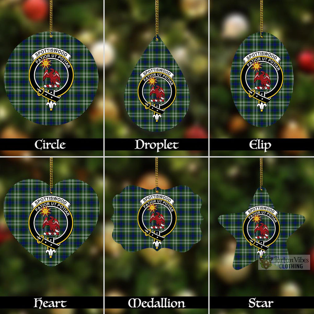 Tartan Vibes Clothing Spottiswood Tartan Christmas Aluminium Ornament with Family Crest