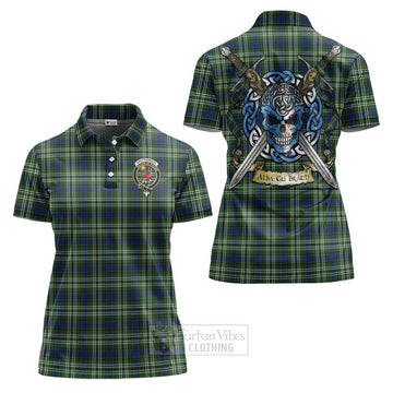 Spottiswood Tartan Women's Polo Shirt with Family Crest Celtic Skull Style