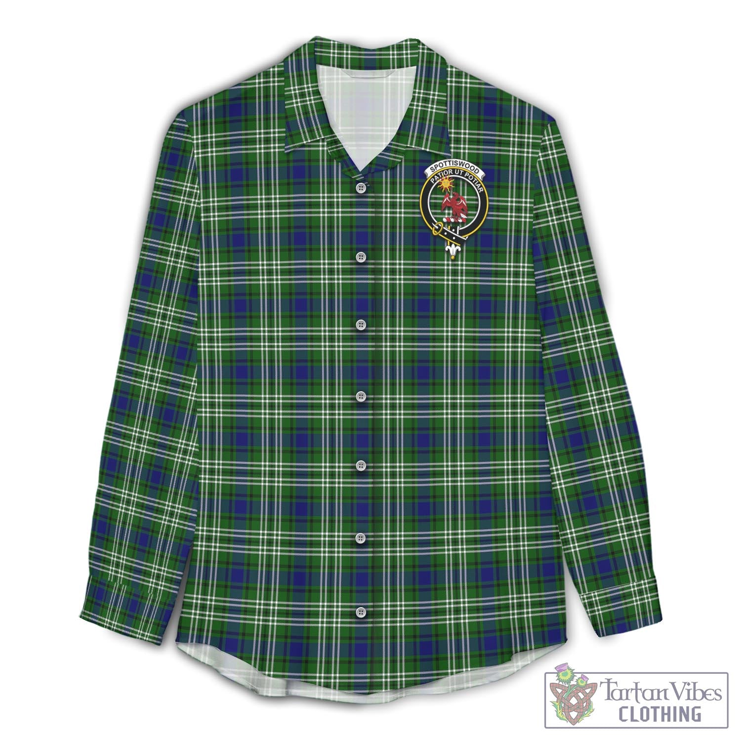 Tartan Vibes Clothing Spottiswood Tartan Womens Casual Shirt with Family Crest